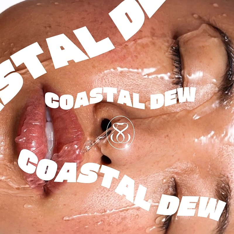 Close-up of dewy skin with water droplets.