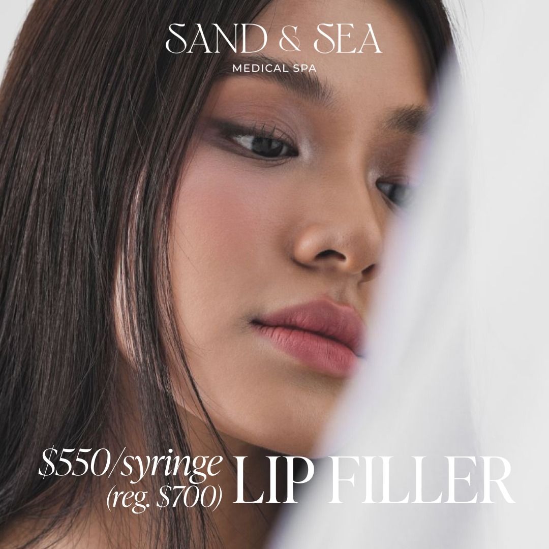 Lip filler advertisement with pricing details.