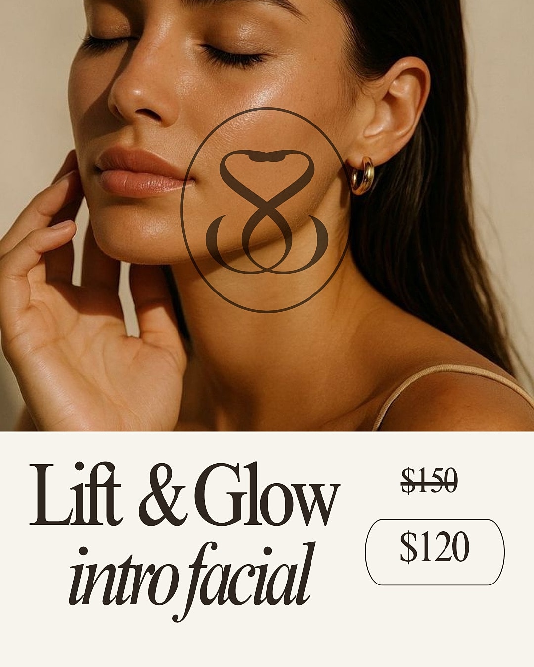 Promotional facial treatment with discounted prices.